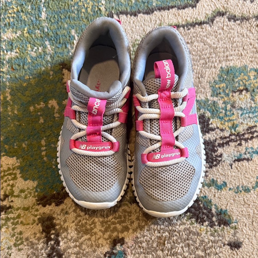 New Balance Kids Gray and Pink Playgruv Athletic Sneakers